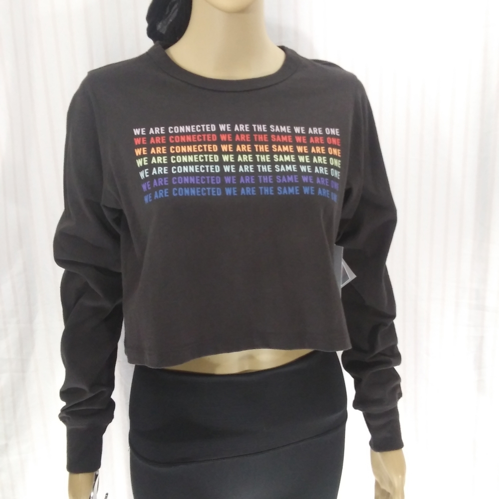 😈SPIRITUAL GANGSTER Connected Fiona We Are All One Long Sleeve Crop Top Sz S